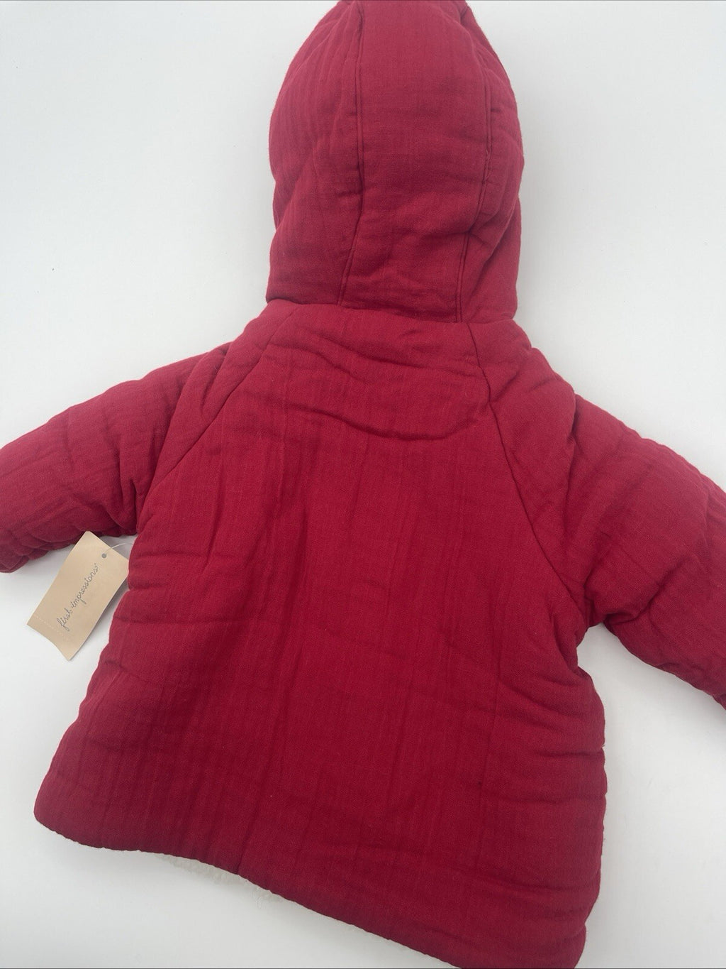 First Impressions Baby Girl Dark Ruby  Reversible Winter Coat - Size 3-6M