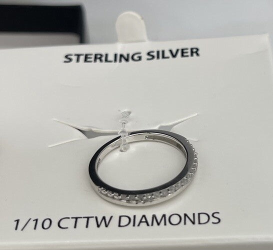 R.h.Macy & Co Sterling Silver 1/10 Cttw Diamonds Women’s Band Ring 
