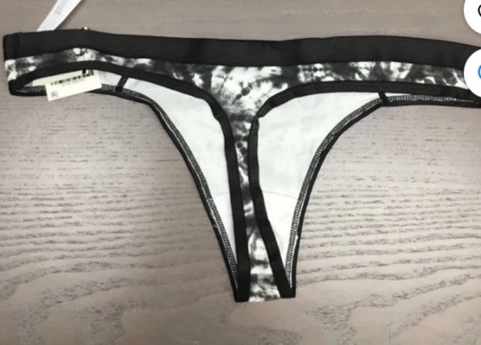 JENNI Women's Thong, TieDye Black, Small