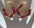 NWT On 34th Gold-Tone Pink Swirl Medium Hoop Earrings, 1.2" Summer Spring