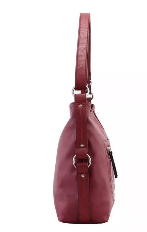 INC INT. CONCEPTS Riverton faux-leather medium hobo shoulder bag - DARK CHERRY