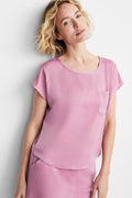State of Day Women's 2-Pc Crepe De Chine Short-Sleeve Pajama Mauve Orchid XXL
