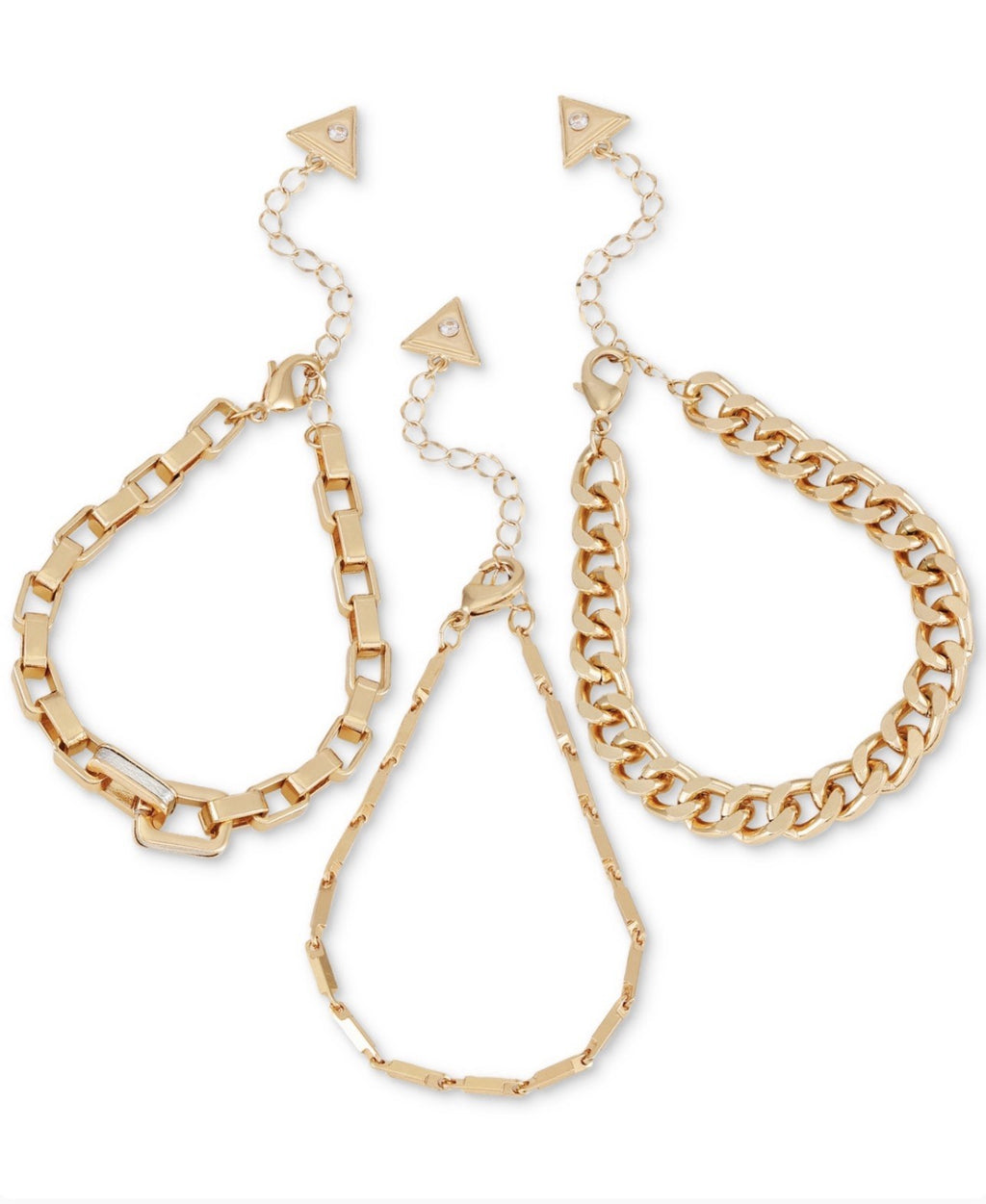Guess Gold-Tone 3- Pc. Set Link Bracelets - Gold Champagne Set of Line Bracelets