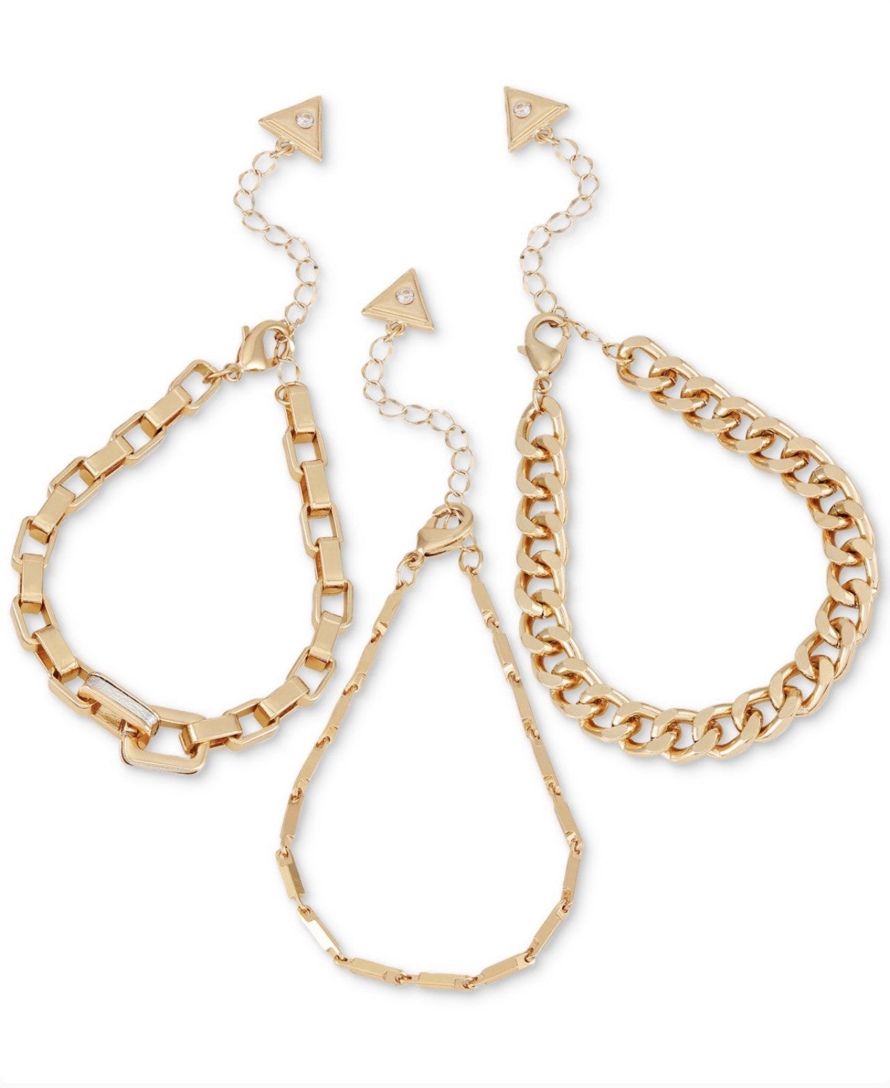 Guess Gold-Tone 3- Pc. Set Link Bracelets - Gold Champagne Set of Line Bracelets