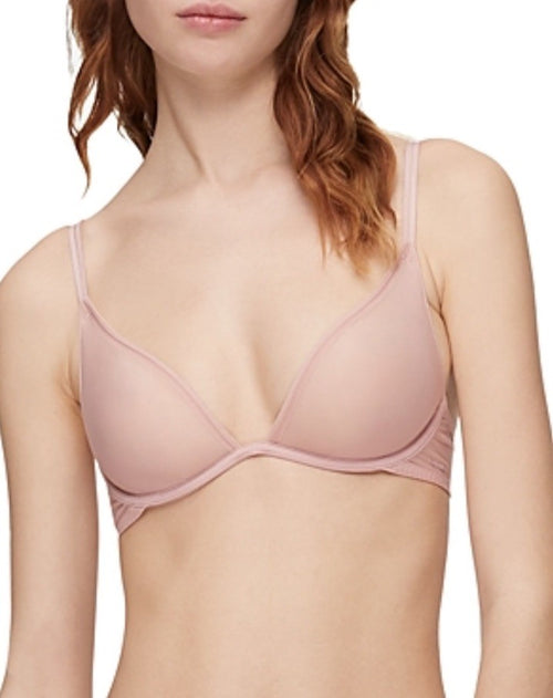 Calvin Klein Women's Sheer Marquisette Unlined Plunge Bra Beige 38D