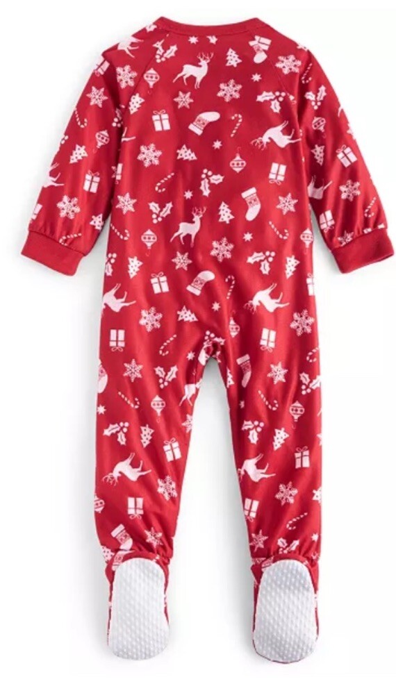Matching Family Pajamas Baby Merry One-Piece Footed Pajamas ,Merry Red 24 Month