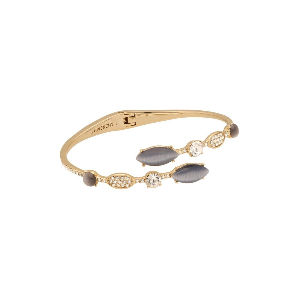 Givenchy Gold-Tone Mixed Crystal Bypass Bangle Bracelet - GREY