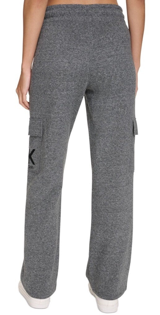 Calvin Klein Women's Active Embroidered-Logo Cargo Pants - Black Heather M