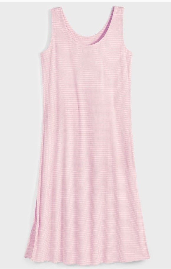 State of Day Women's Ribbed Modal Blend Tank Nightgown Stribe Satin Pink Large 