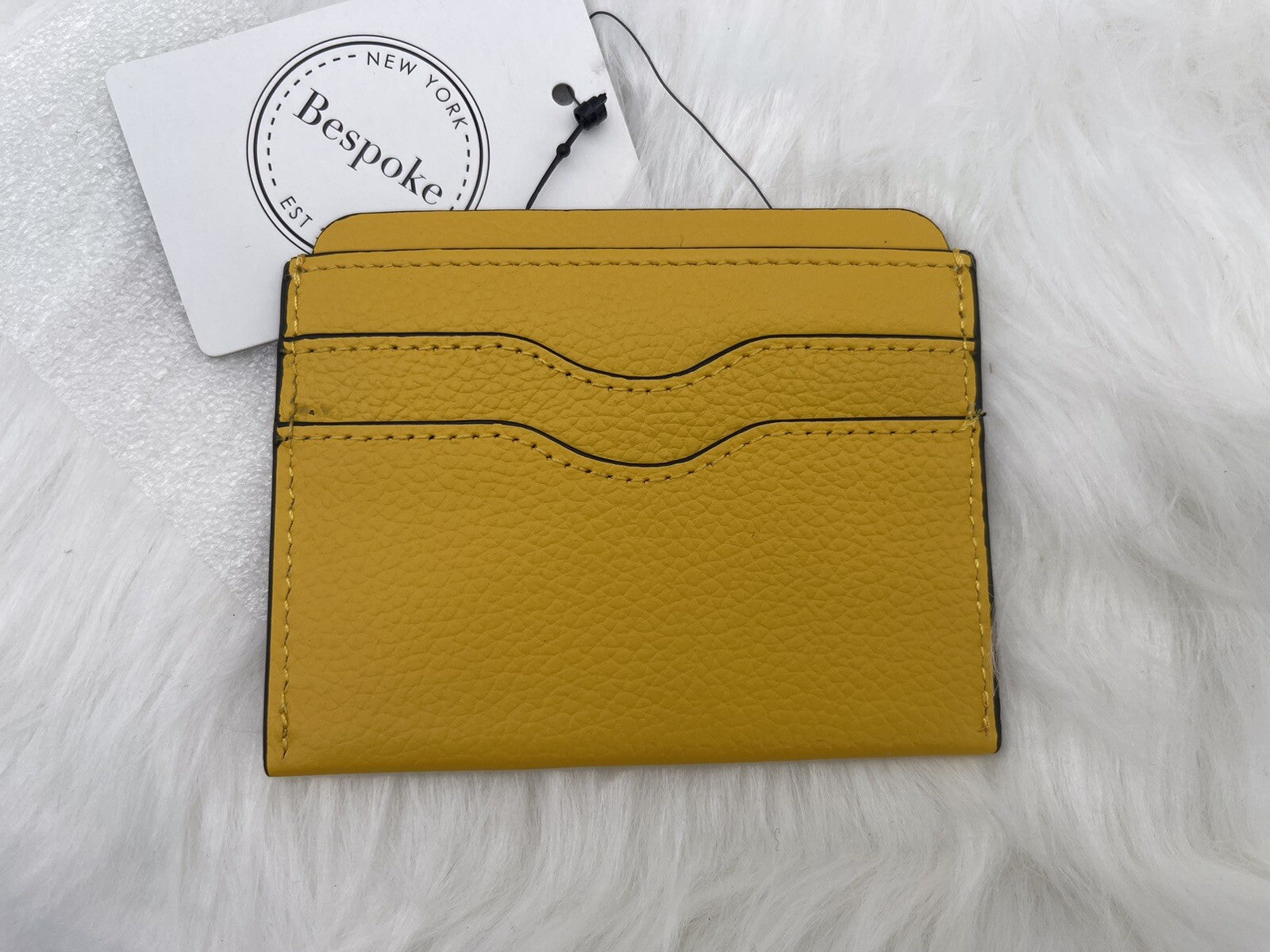 Bespoke Men's Yellow Pebble Leather Card Case Cardholder