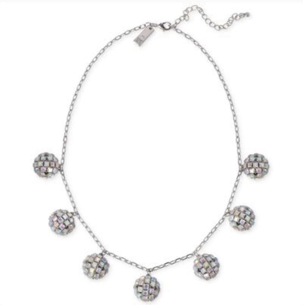 I.N.C. International Concepts Silver-Tone Crystal Disco Ball  Necklace 17”+3