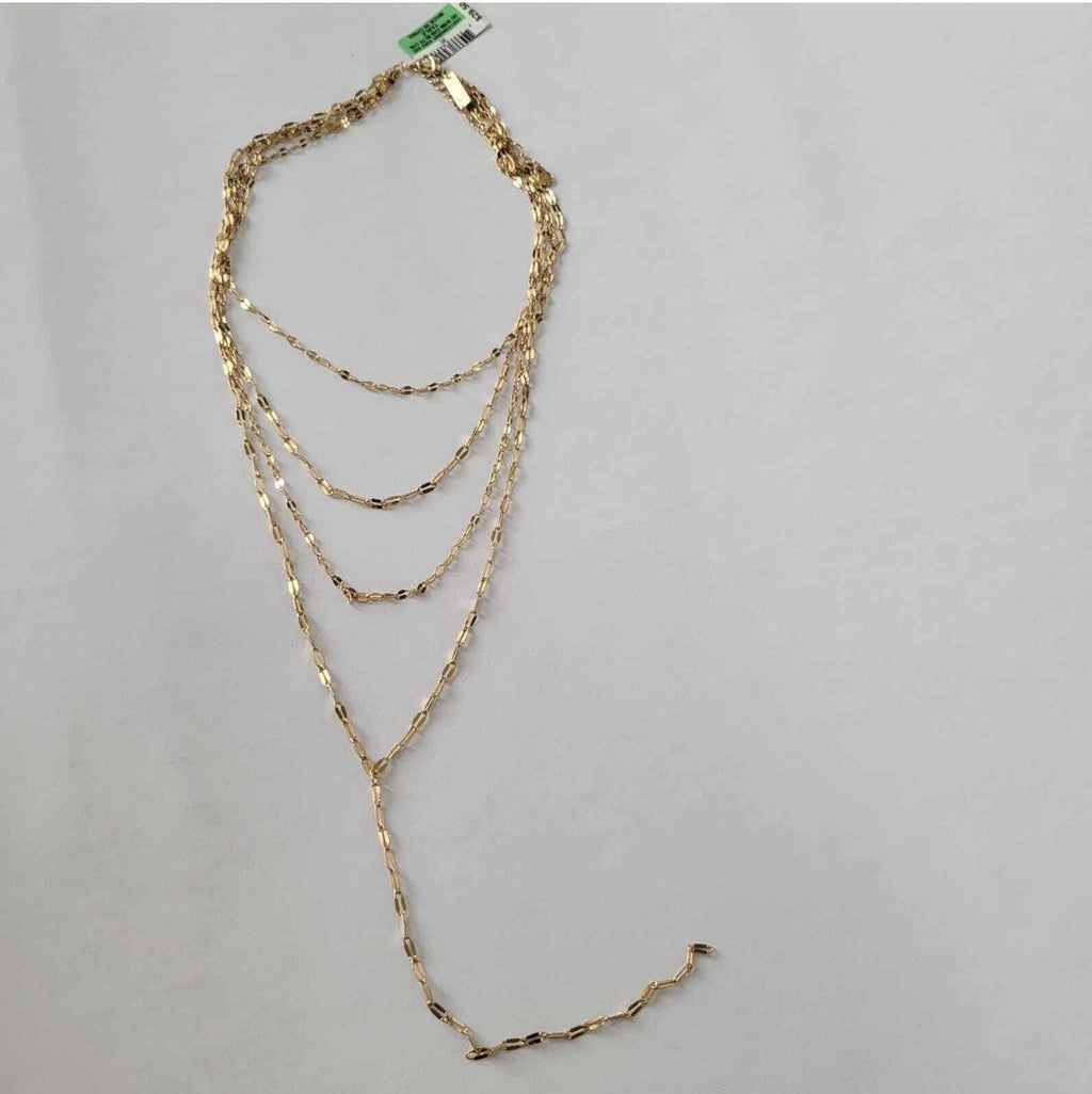 Inc International Concepts Gold-Tone Shimmer Chain Multi-Row Necklace, 16″ + 3″