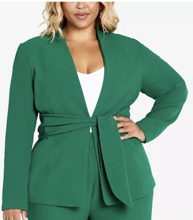 CITY CHIC Trendy Plus Size Audrie Long Sleeve Jacket Green 16
