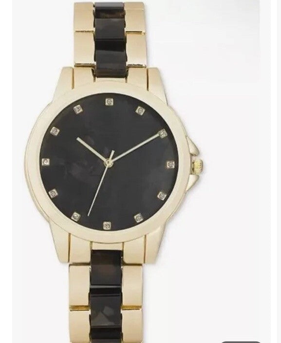 Gold Tone Crystal Bracelet Watch Marble Dial Stunning Stylish Trendy Fashion