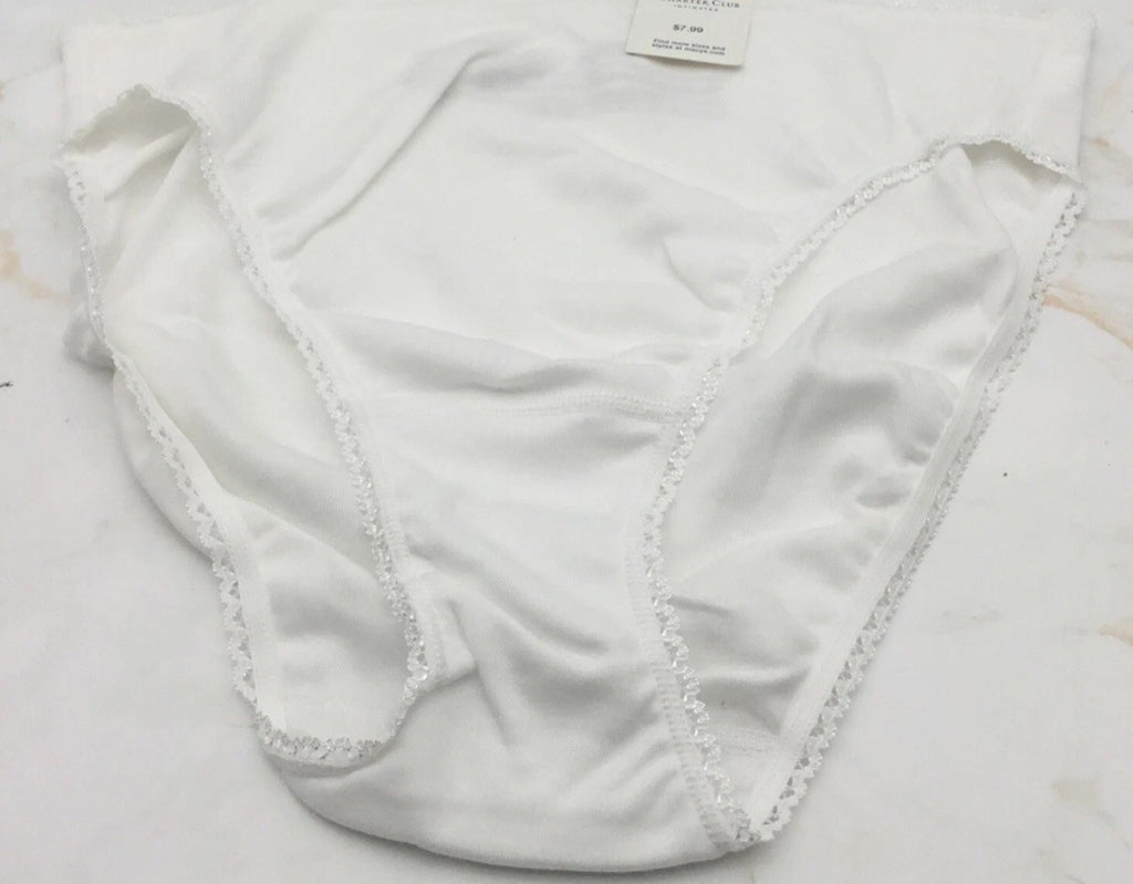 Charter Club Women's Everyday High-Cut Cotton Lace Trim Briefs 100117228 Large