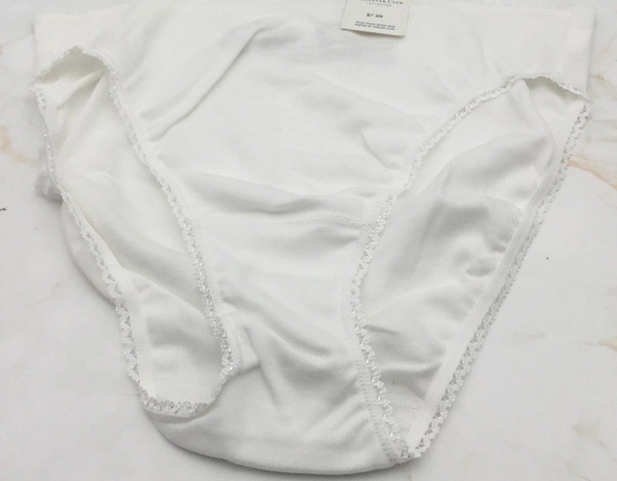 Charter Club Women's Everyday High-Cut Cotton Lace Trim Briefs 100117228 Large
