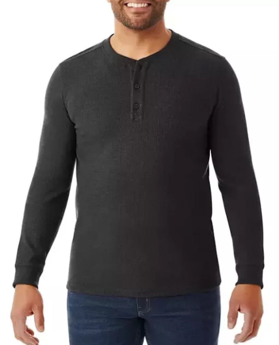 Member's Mark Men's Thermal Henley Size M Black