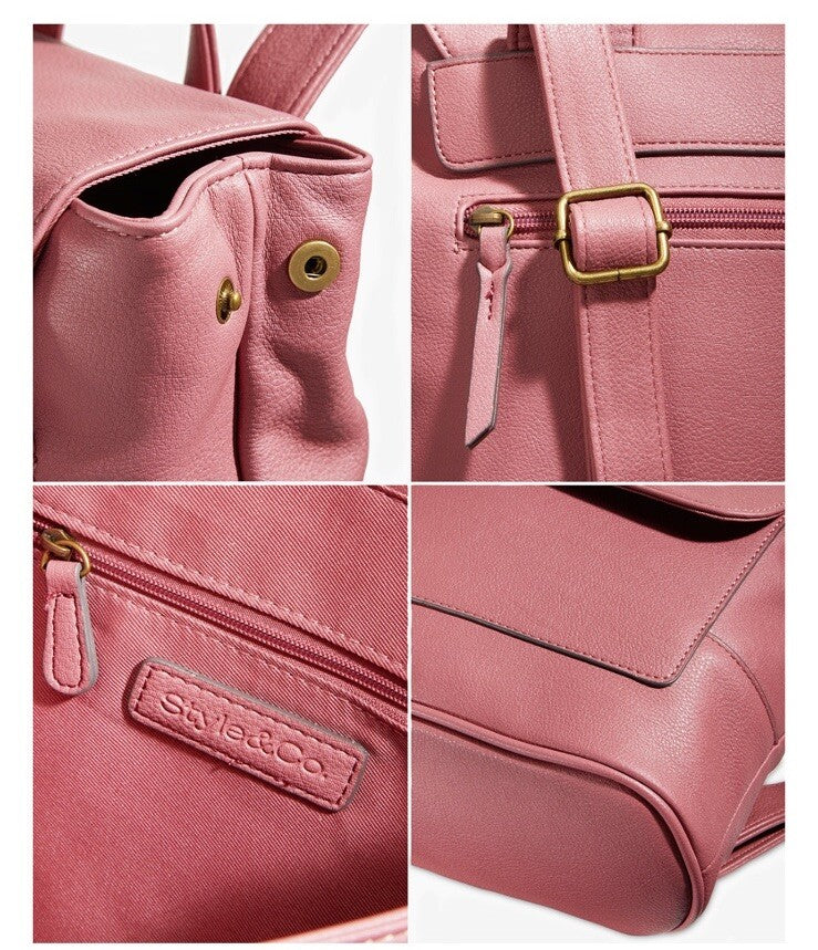 STYLE & CO Hudsonn flap medium women's backpack - Lotus Pink