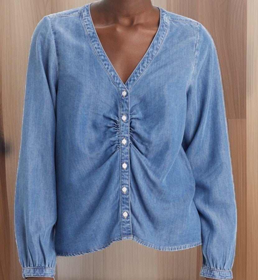 Levi's Women's Zenda Ruched Long-Sleeve Blouse Medium 