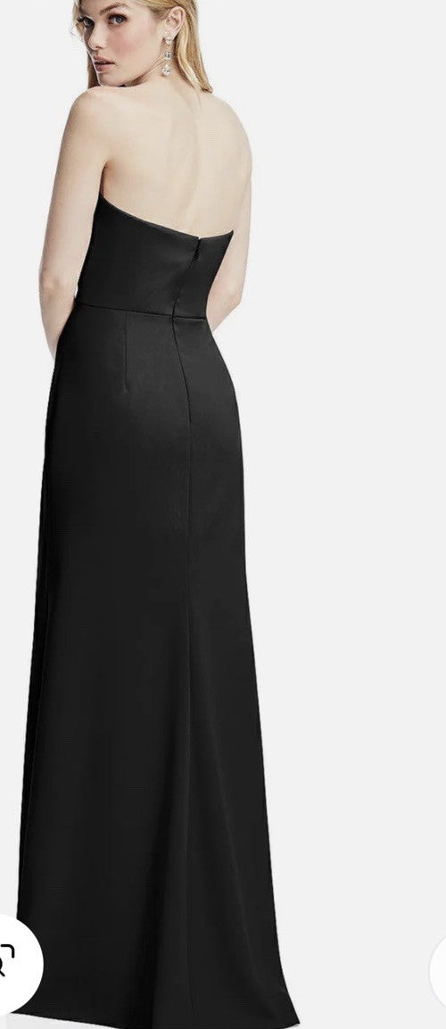 After Six Plus Size Strapless Pleated Faux Wrap Trumpet Gown Black 14R
