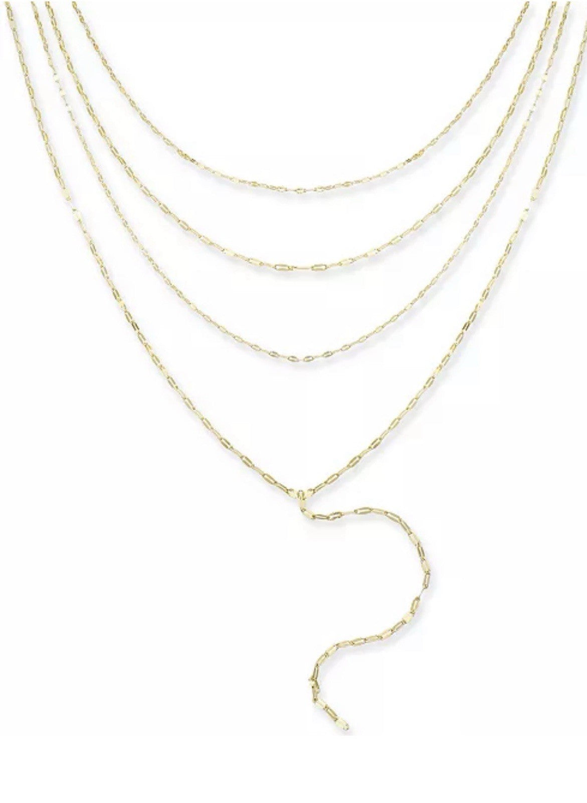 Inc International Concepts Gold-Tone Shimmer Chain Multi-Row Necklace, 16″ + 3″