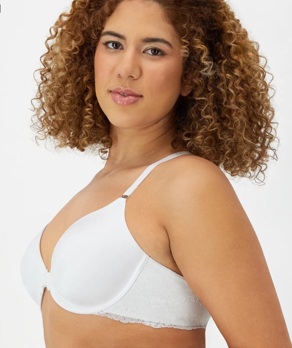 Maidenform Racerback Fab Fit Lace Trim Smoothing Underwire Bra NWT White 38B