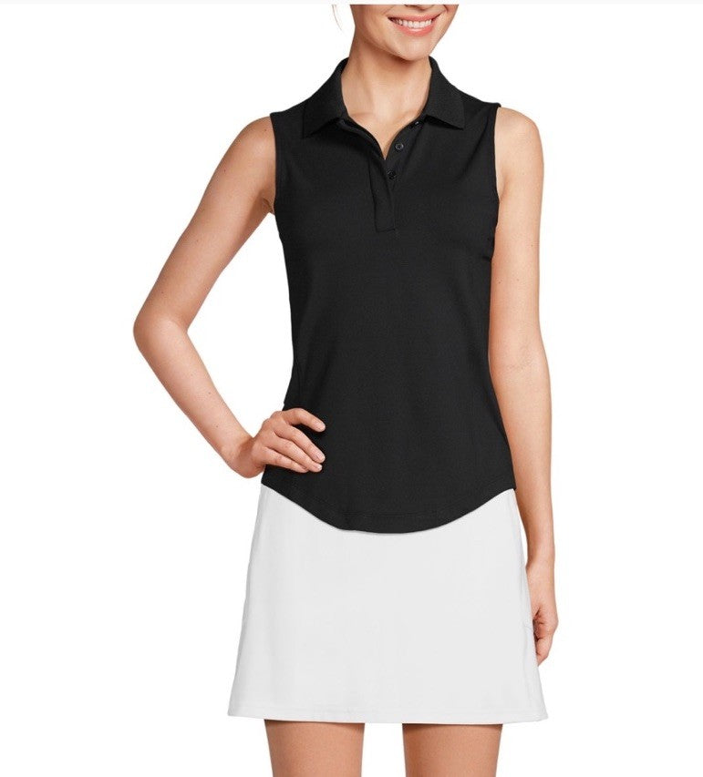 Lands' End Women's High Impact Polo Black XL
