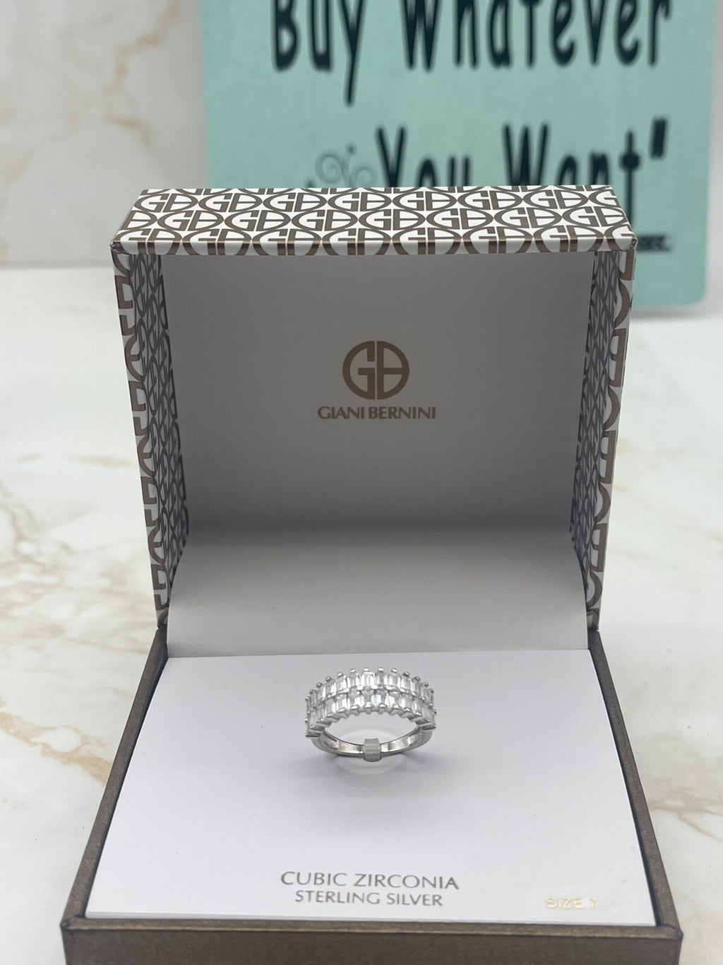 Giani Bernini Sterling Silver Cubic Zirconia Baguette Statement Ring Sz 7 $85