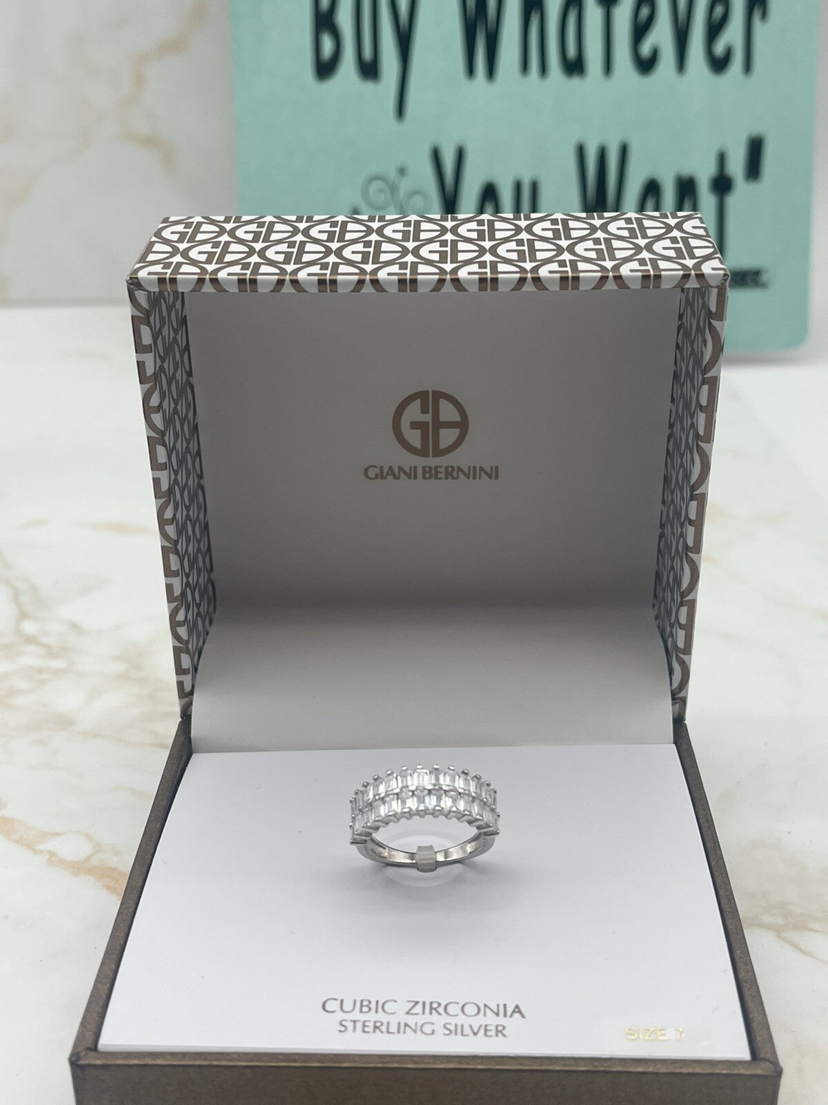 Giani Bernini Sterling Silver Cubic Zirconia Baguette Statement Ring Sz 7 $85
