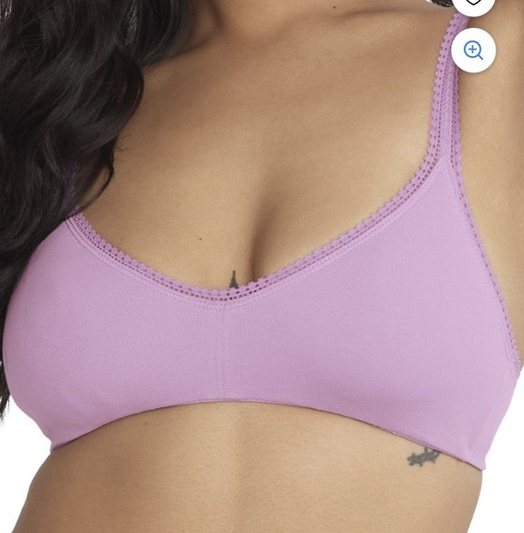 On Gossamer Cabana Cotton Blend Stretch Bralette L Violet Flower