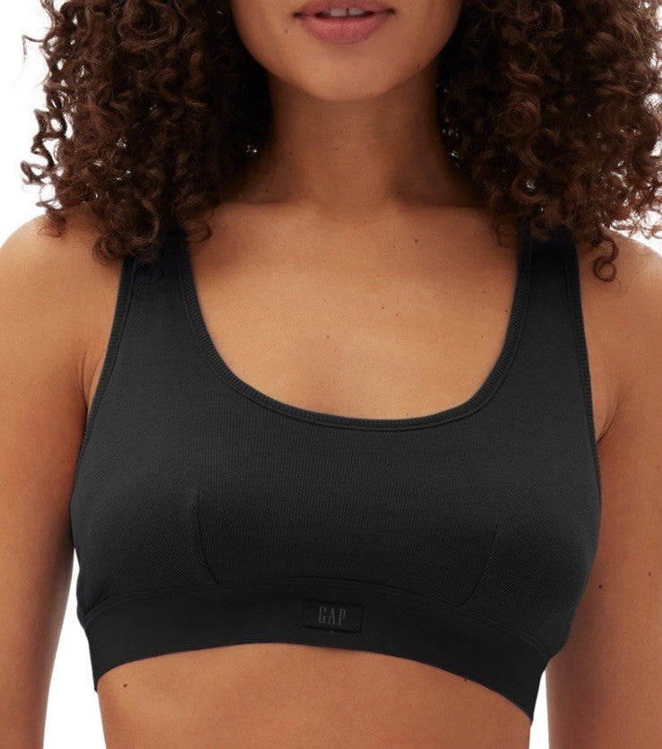 GAP GapBody Women's Ribbed Logo Comfort Racerback Bra Black Large 