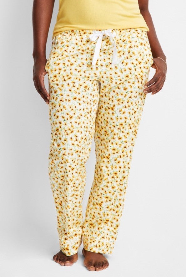 State of Day Women's Printed Poplin Pajama Pants Cornsilk M