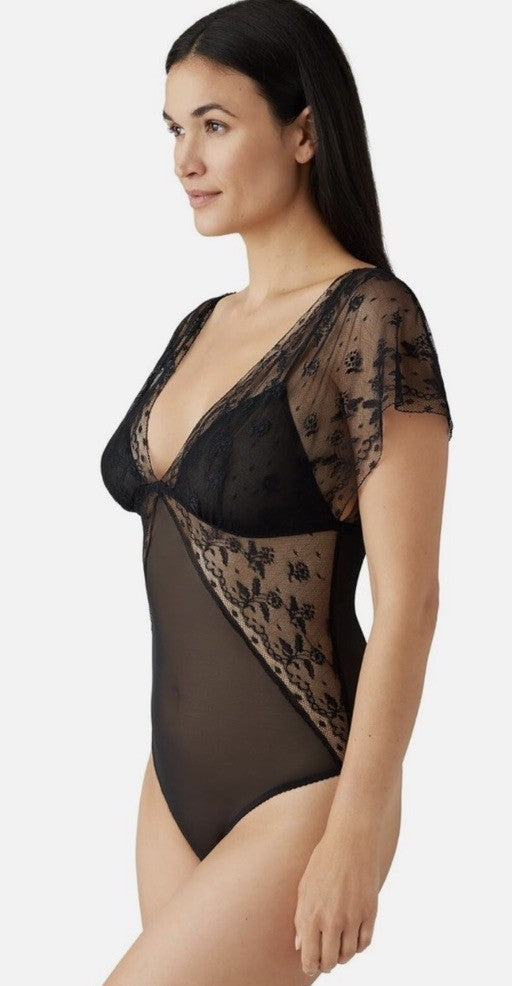 WACOAL Black Lifted In Luxury Lace Thong Bodysuit  Black M
