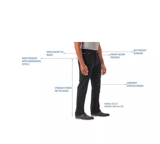 Member's Mark Men's Straight Fit Premium Stretch Denim Jeans, 5 Pocket
