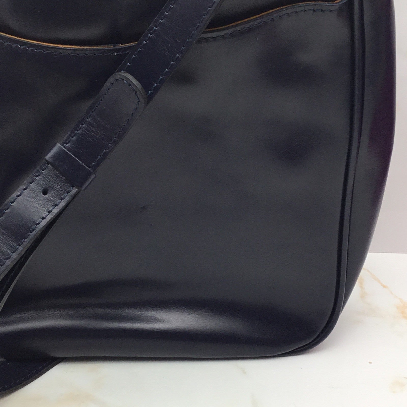 PATRICIA NASH Emeline vintage distressed leather crossbody + Dust bag Navy Blue