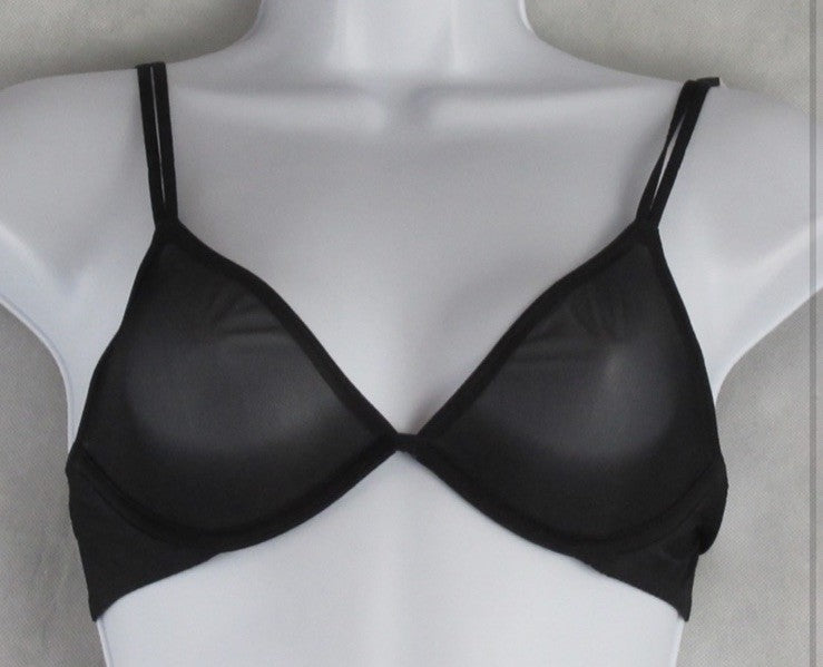 Calvin Klein Women's Sheer Marquisette Unlined Plunge Bra QF6727 Black 34B