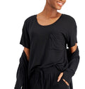 Alfani Super Soft Scoop-Neck Pajama Top Black Small 