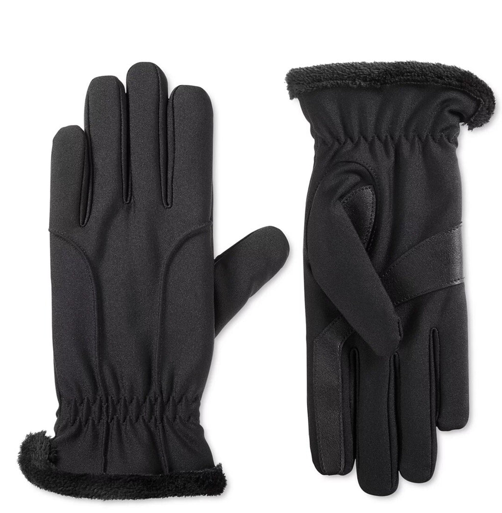  Isotoner Signature Lined Water Repellent 3-Draw Touchscreen Gloves  S/M Black 