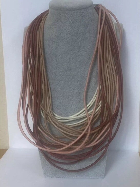 J JIll brown pink layered elastic strand choker necklace fashion fun  NWT