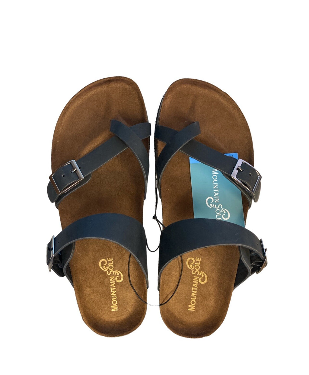 Mountain Sole Easy Slip-On Two Adjustable Buckles Ladies Leather Sandal Sz 6