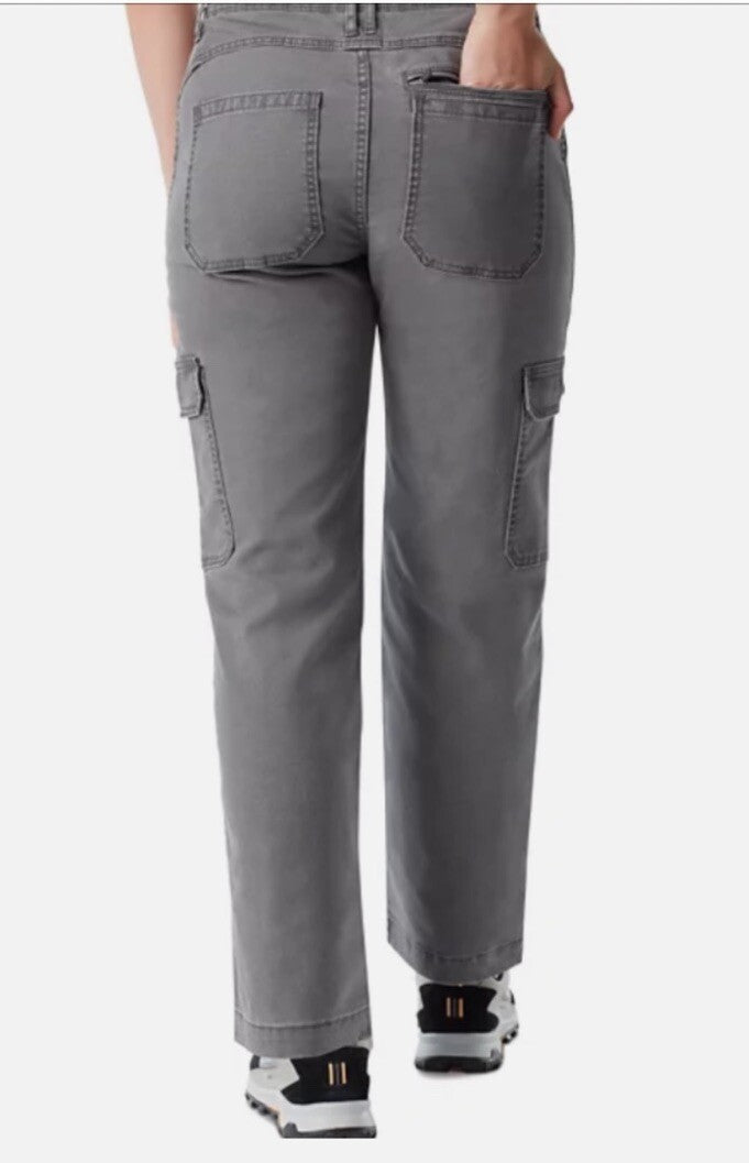 Bass Outdoor Women High-Rise Canvas Cargo Pants Forged Iron Size 4