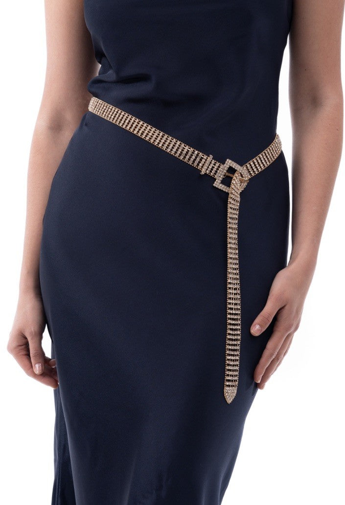 I.N.C. International Concepts Women's Embellished Mesh Belt Gold S/M