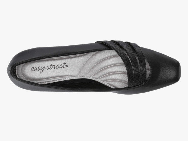 Easy Street Women's Entice Squared Toe Pumps, Black Lizard Size 8.5M