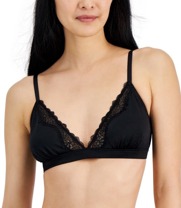 I.n.c. International Concepts Women's Satin Micro Bralette, Black, M