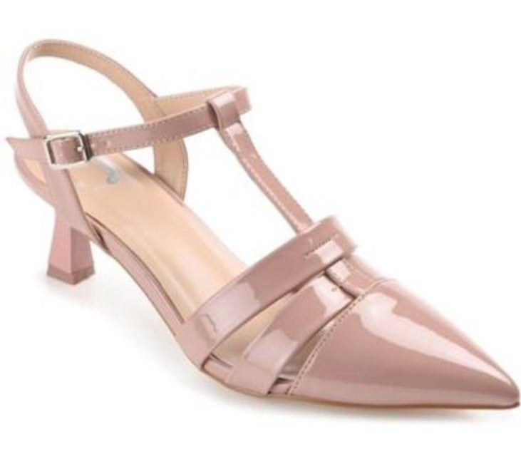 Journee Collection Women's Jazlynn T Strap Kitten Heel Dress Pumps Blush 9