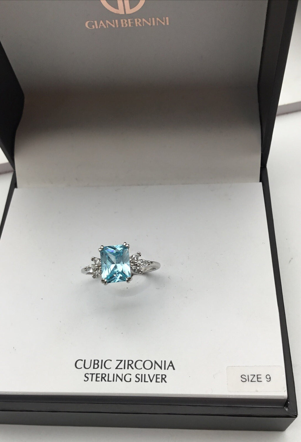 Giani Bernini Sterling Silver Lab Created Opal RG 7x9 Aqua Cz Size 9