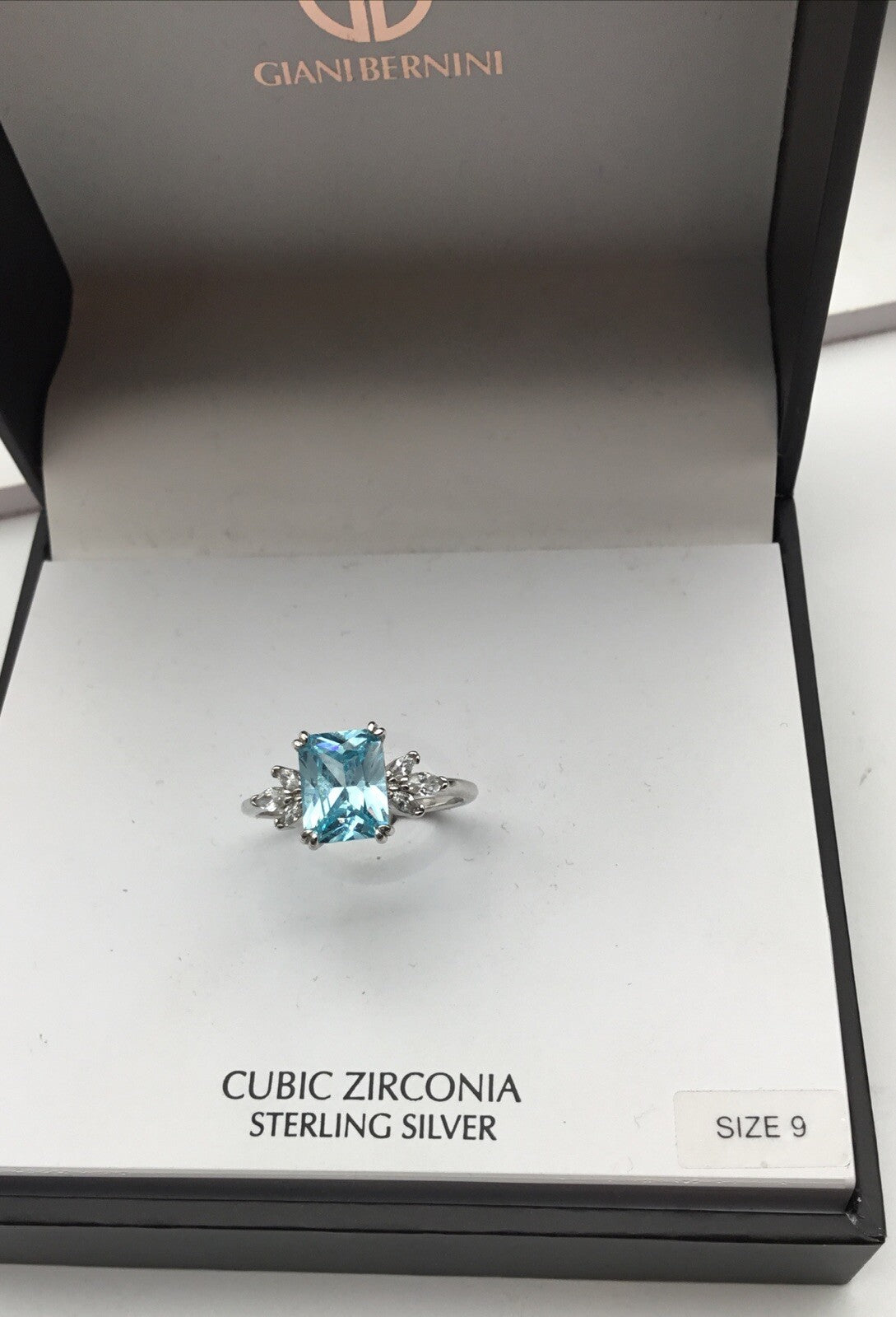 Giani Bernini Sterling Silver Lab Created Opal RG 7x9 Aqua Cz Size 9