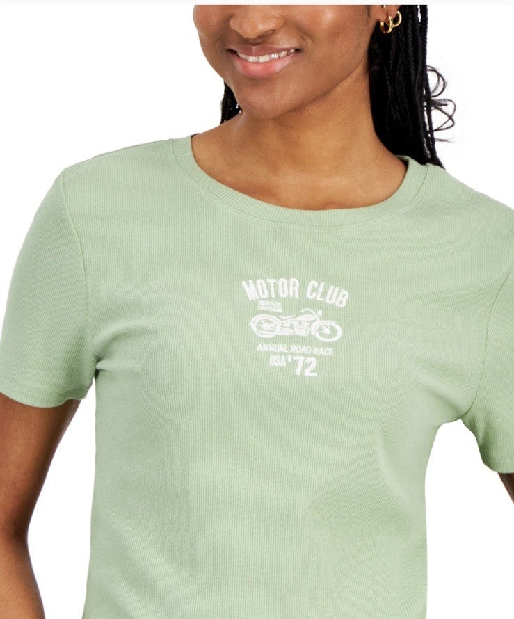 Grayson Threads, the Label Juniors' Motor Club Graphic Ribbed T-Shirt, Green, S