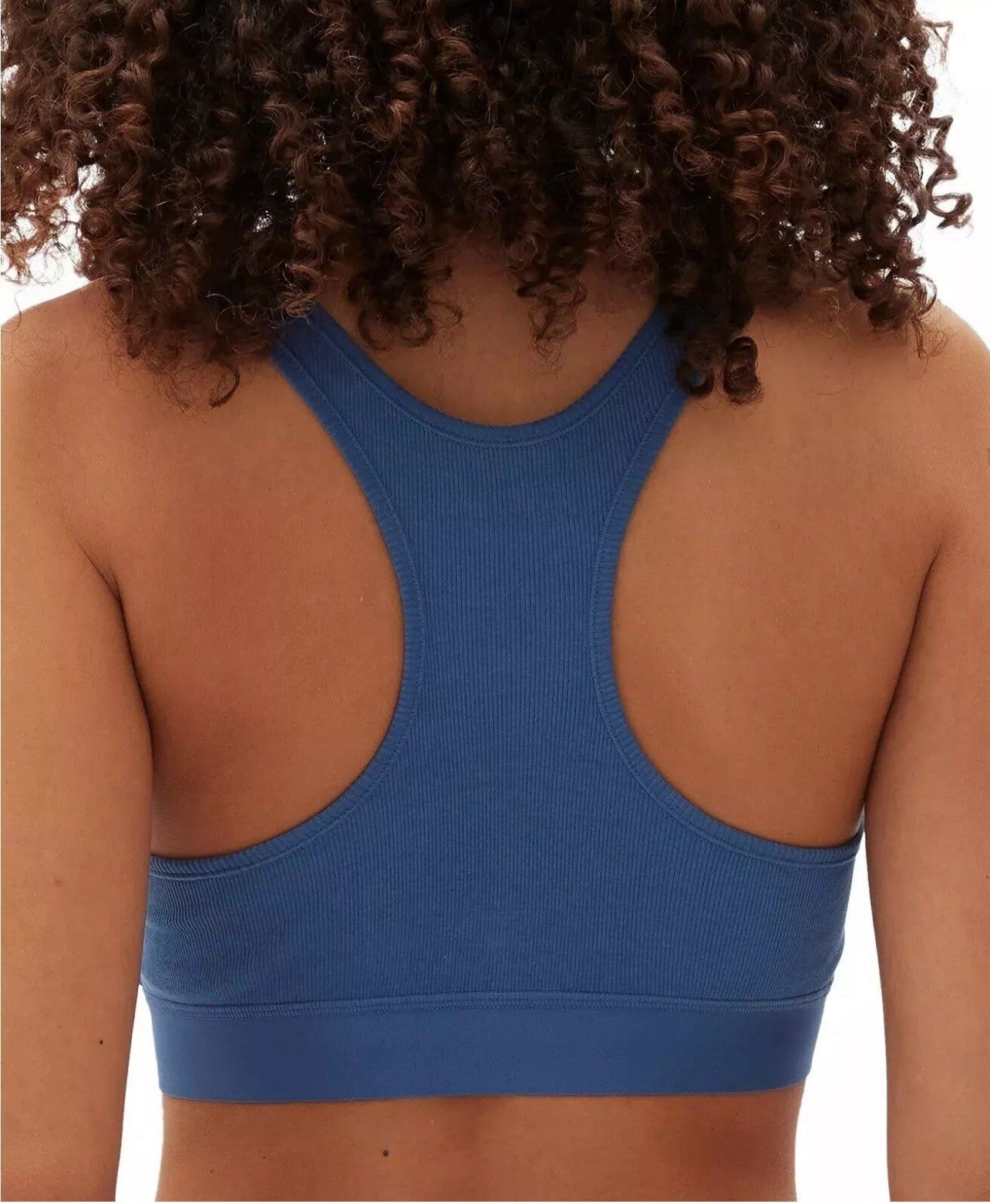 GAP GapBody Women's Ribbed Logo Comfort Racerback Bralette, Blue Large
