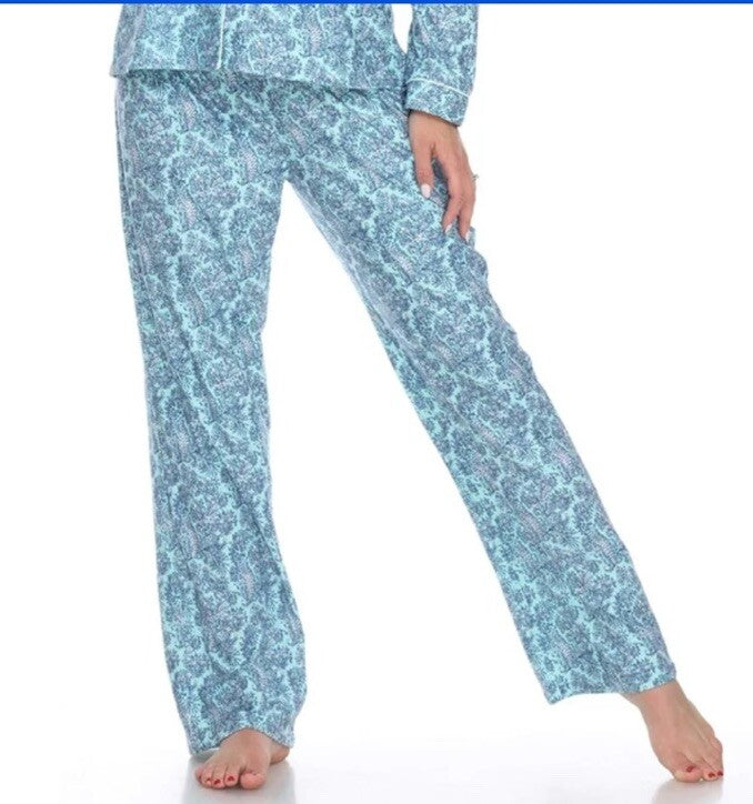 White Mark Women's Pajama Set - Extended Sizes Mint Paisley 1XL